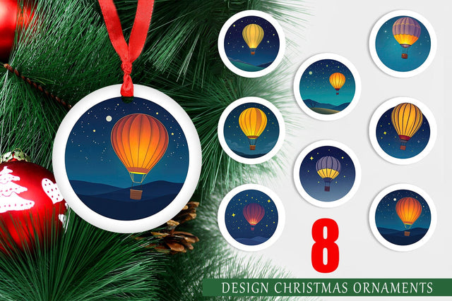 Ornament Starry Hot Air Balloon Sublimation artnoy 