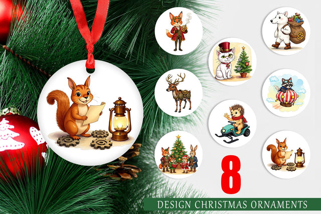 Ornament Steampunk Christmas Animals Sublimation artnoy 