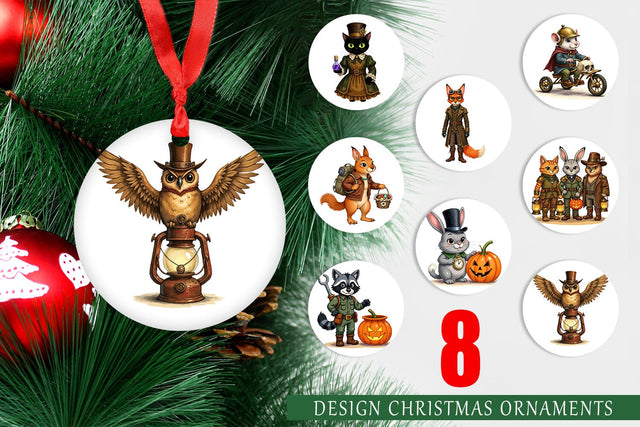 Ornament Steampunk Halloween Animals Sublimation artnoy 