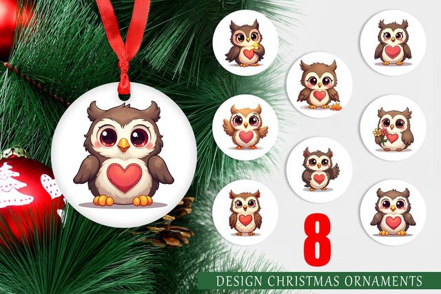 Ornament Stitched Owl Poses Sublimation artnoy 