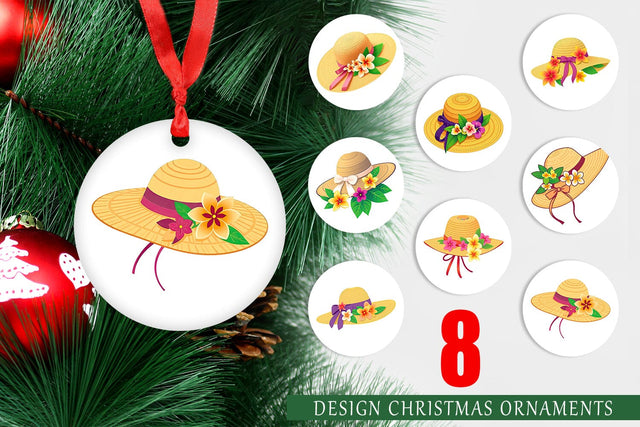 Ornament Straw Hat Sublimation artnoy 