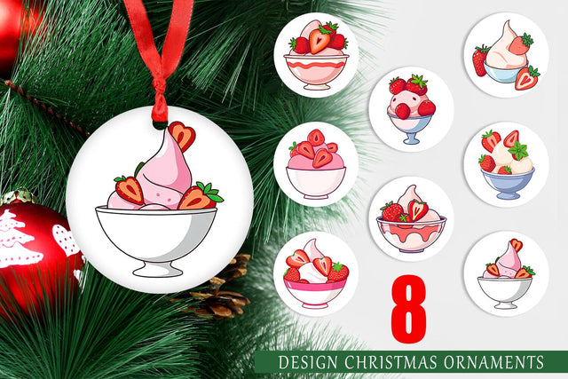 Ornament Strawberry Scoop Sublimation artnoy 