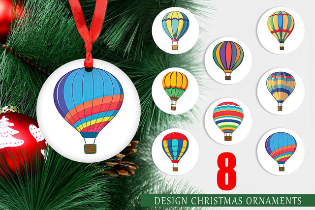 Ornament Striped Hot Air Balloon Sublimation artnoy 