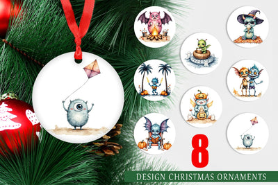 Ornament Summer Break Monsters Sublimation artnoy 