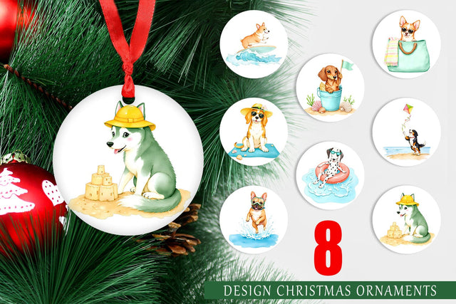 Ornament Summer Dog Watercolor Sublimation artnoy 
