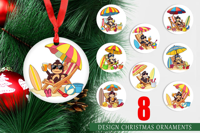 Ornament Summer Monkey Sublimation artnoy 