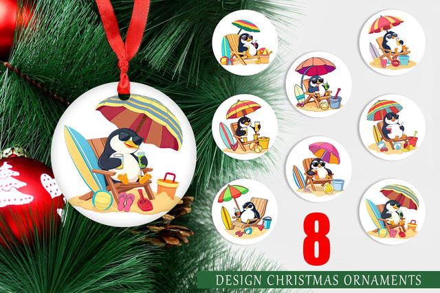 Ornament Summer Penguin Sublimation artnoy 