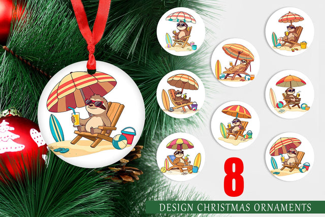 Ornament Summer Sloth Sublimation artnoy 