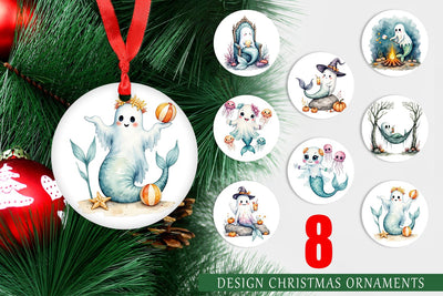 Ornament Summerween Ghost Mermaids Sublimation artnoy 