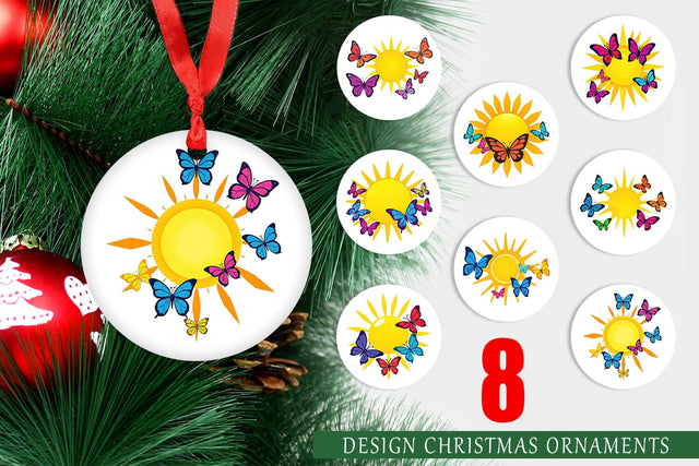 Ornament Sun with Butterfly Sublimation artnoy 