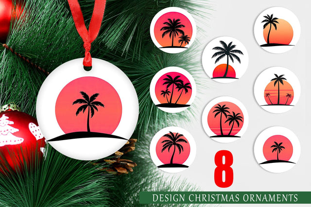 Ornament Sunset Palm Tree Sublimation artnoy 