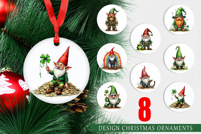 Ornament Surreal Shamrock Grunge St. Patrick's Trashcore Gnome Sublimation artnoy 