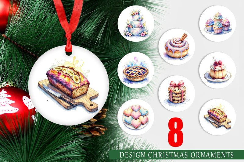 Ornament Sweet Watercolor Cakes & Pies Sublimation artnoy 