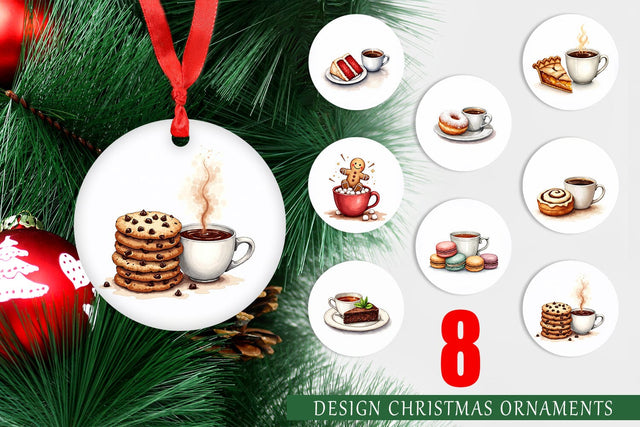 Ornament Sweet Winter Treats & Coffee Watercolor Sublimation artnoy 