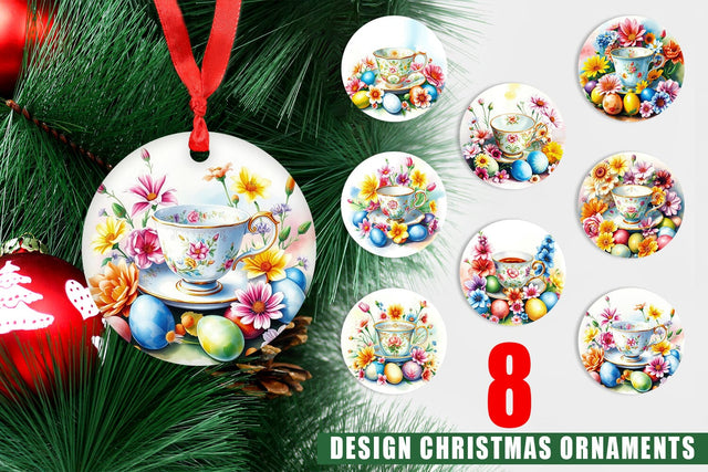 Ornament Tea Cup Easter Eggs Sublimation artnoy 
