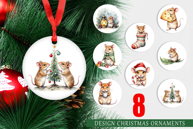 Ornament Tiny Christmas Mice Sublimation artnoy 