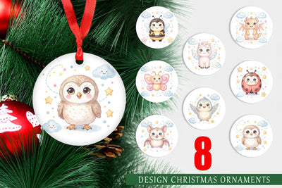 Ornament Tiny Winged Baby Animal Watercolor Sublimation artnoy 