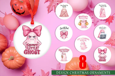 Ornament Tired Pink Ghost Coquette Watercolor Sublimation artnoy 