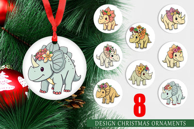 Ornament Triceratops with Flowers Sublimation artnoy 