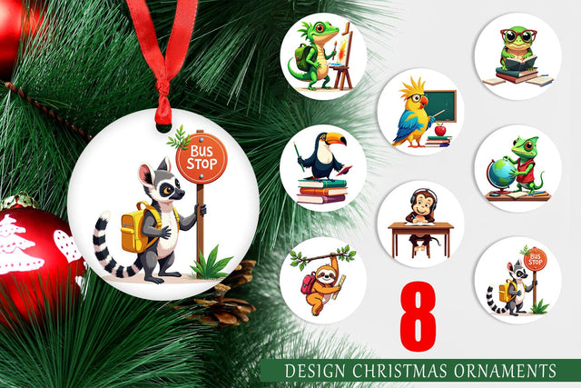 Ornament Tropical School Animals Sublimation artnoy 