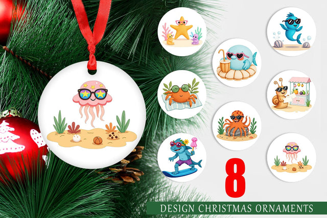 Ornament Tropical Sunglass Creatures Sublimation artnoy 