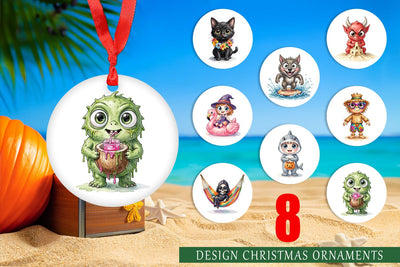 Ornament Tropical Trick or Treater Sublimation artnoy 
