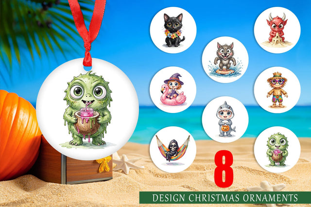 Ornament Tropical Trick or Treater Sublimation artnoy 