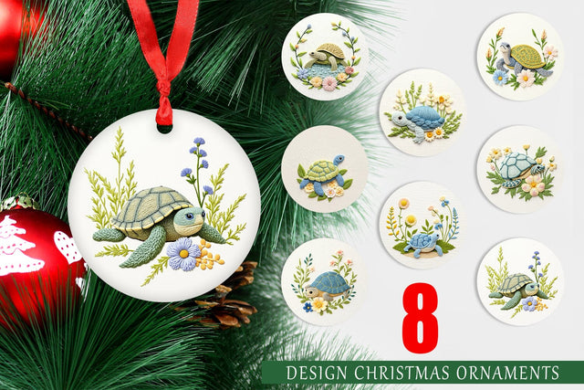 Ornament Turtle Embroidery Sublimation artnoy 