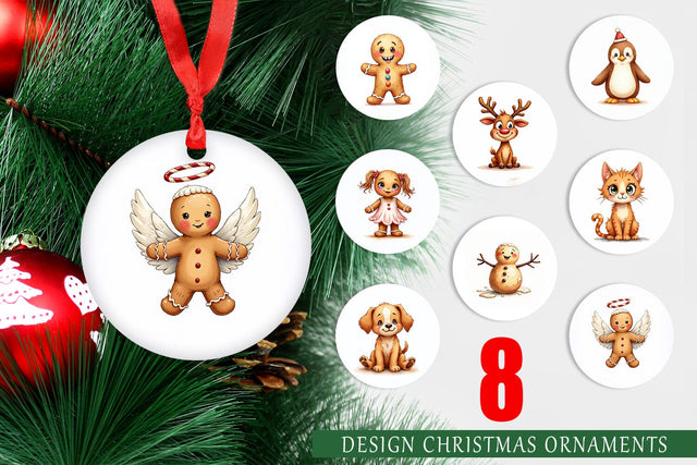Ornament UglyCute Gingerbread Pals Watercolor Sublimation artnoy 