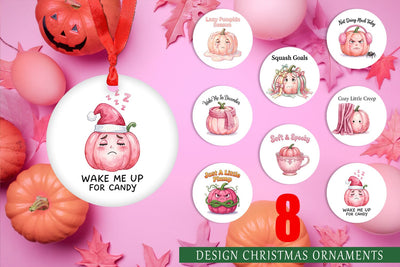 Ornament Unbothered Pink Pumpkin Watercolor Sublimation artnoy 