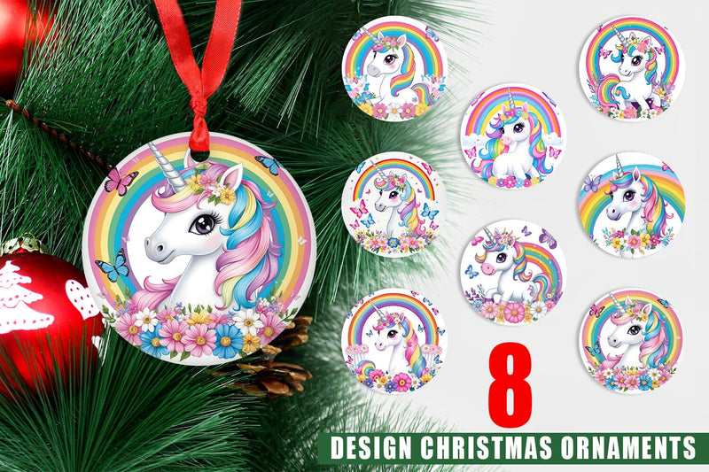 Ornament Unicorn and Rainbow Sublimation artnoy 