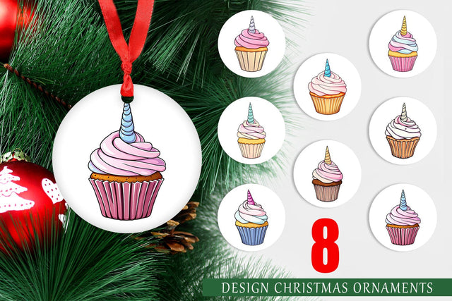 Ornament Unicorn Cupcake Sublimation artnoy 