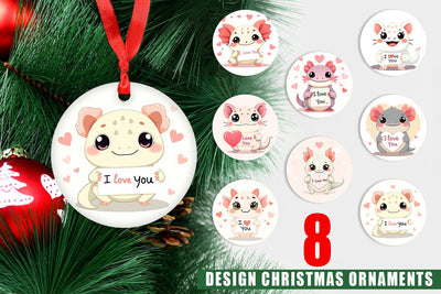 Ornament Valentine Axolotl Cartoon Sublimation artnoy 
