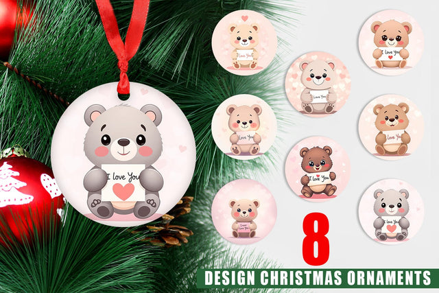 Ornament Valentine Bear Cartoon Sublimation artnoy 