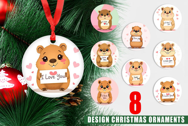Ornament Valentine Capybara Cartoon Sublimation artnoy 