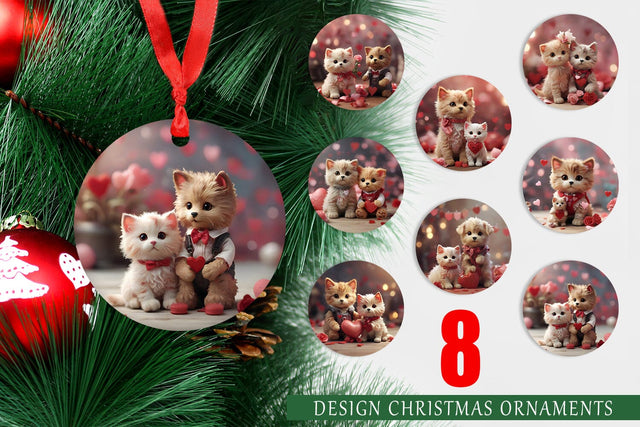Ornament Valentine Cat Sublimation artnoy 