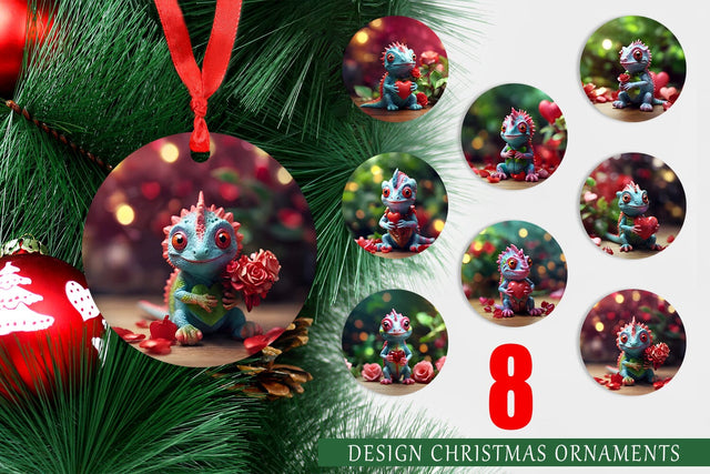 Ornament Valentine Chameleon Sublimation artnoy 