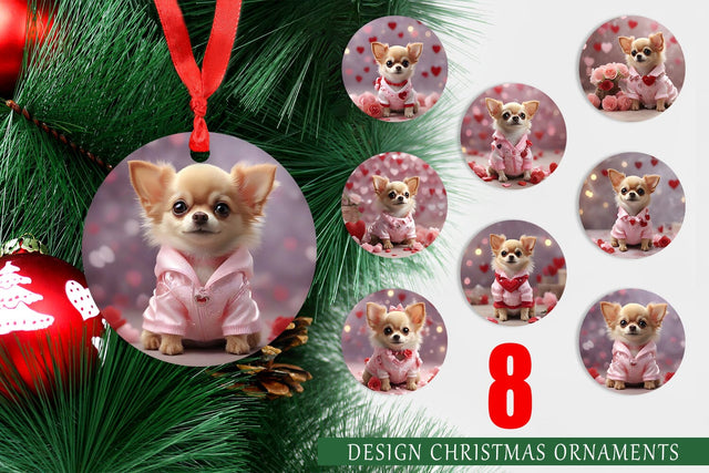 Ornament Valentine Chihuahua Dog Sublimation artnoy 