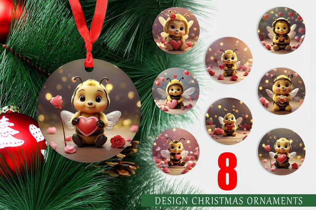 Ornament Valentine Cute Bee Sublimation artnoy 