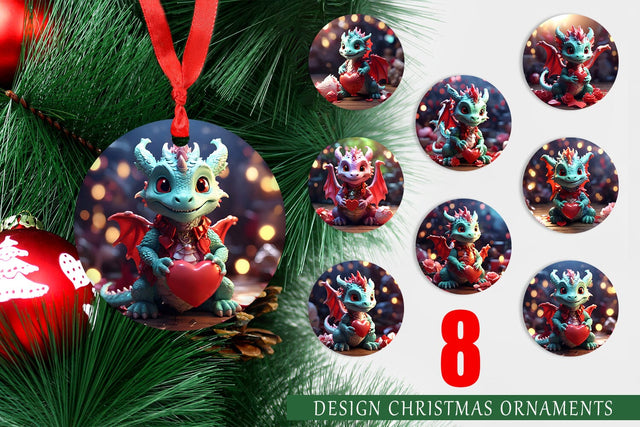 Ornament Valentine Cute Dragon Sublimation artnoy 