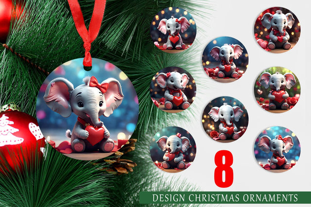 Ornament Valentine Cute Elephant Sublimation artnoy 