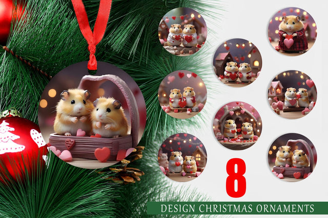 Ornament Valentine Cute Hamsters Sublimation artnoy 