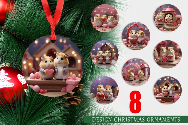 Ornament Valentine Cute Hamsters Sublimation artnoy 