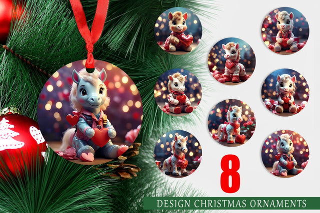 Ornament Valentine Cute Horse Sublimation artnoy 