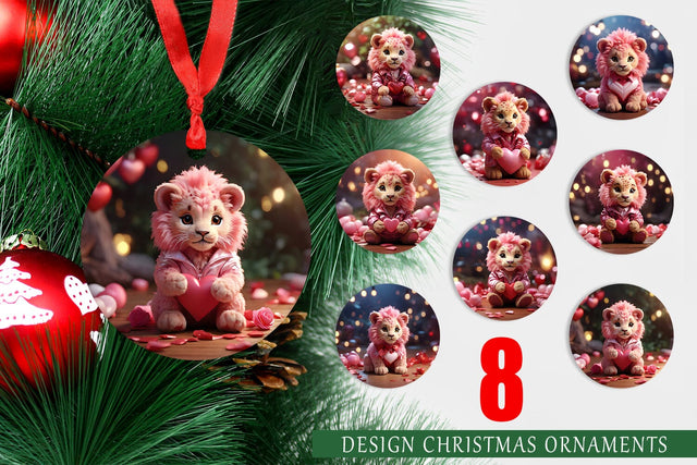 Ornament Valentine Cute Lion Sublimation artnoy 