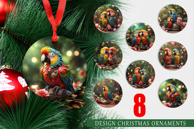Ornament Valentine Cute Macaw Bird Sublimation artnoy 