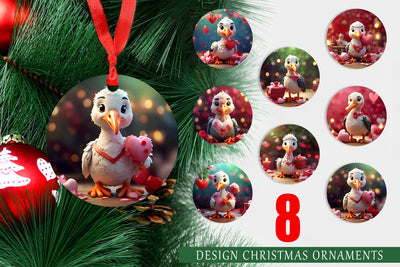 Ornament Valentine Cute Stork Bird Sublimation artnoy 