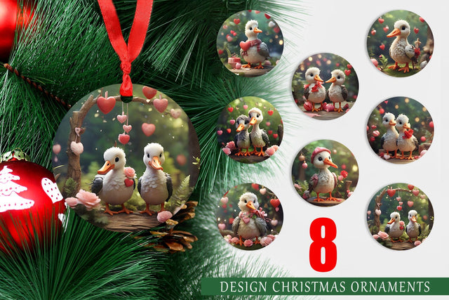 Ornament Valentine Cute Stork Sublimation artnoy 