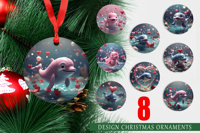 Ornament Valentine Cute Whale Sublimation artnoy 