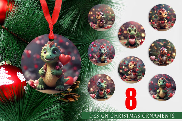 Ornament Valentine Dinosaur Sublimation artnoy 